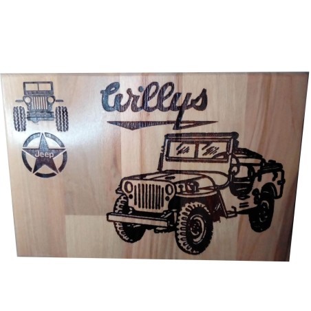 Gravure sur bois Jeep Willys