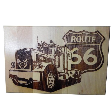 Gravure sur bois Truck Route 66