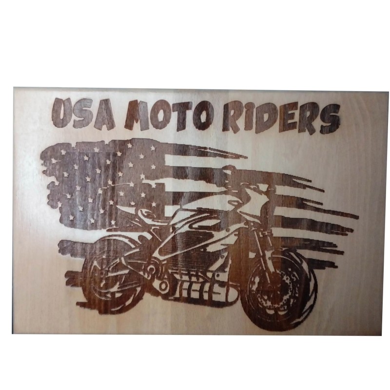 Gravure sur bois Moto usa Riders