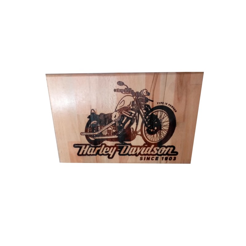 Gravure sur bois moto Harley Davidson