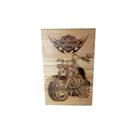 Gravure sur bois Moto Harley Davidson