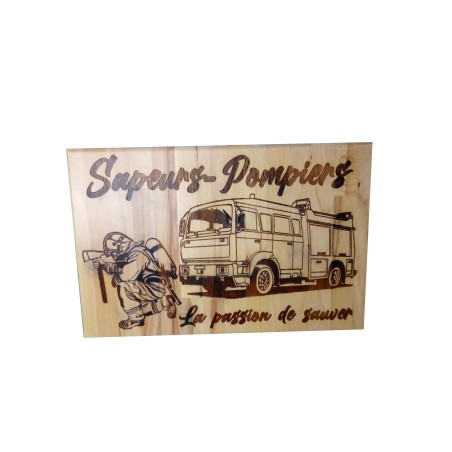 Gravure sur bois sapeur pompier la passion de sauver