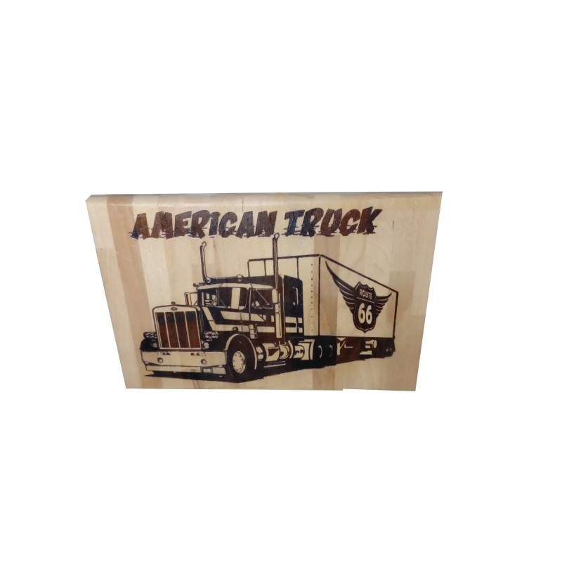 Gravure sur bois camion Americain Truck