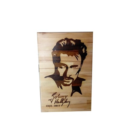 Gravure sur bois Johnny Halliday