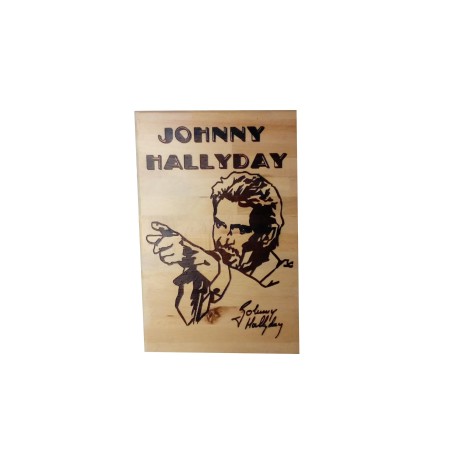 Gravure sur bois Johnny Halliday