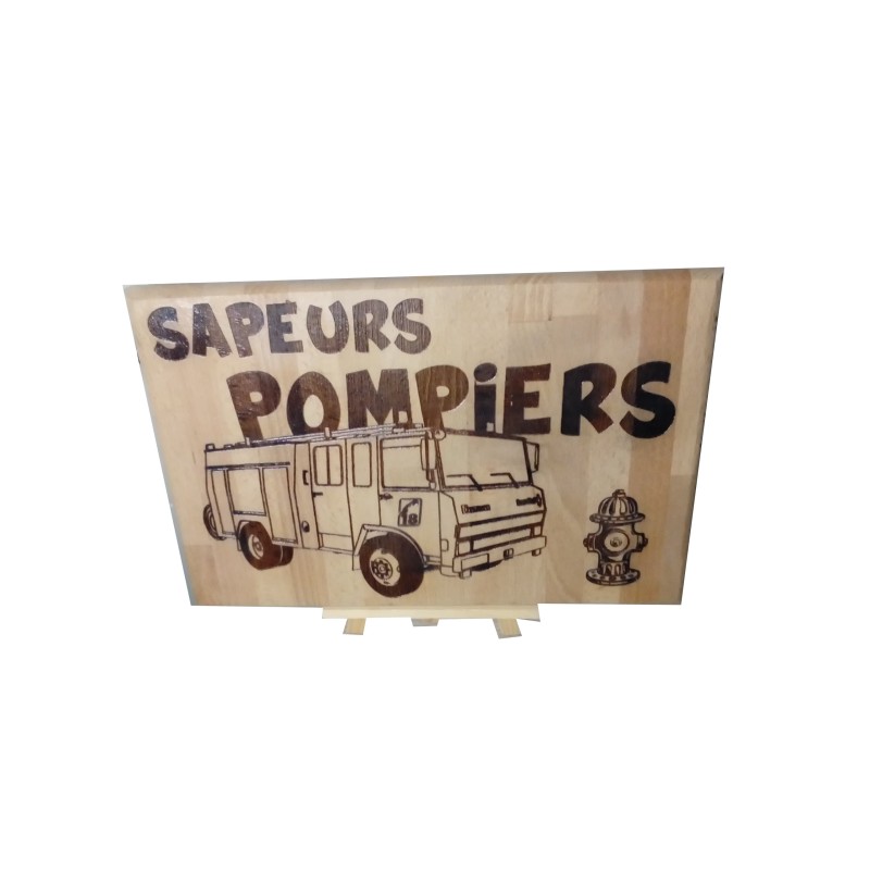 Gravure sur bois sapeur pompier