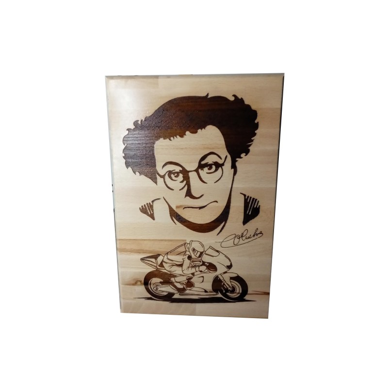 Gravure sur bois Coluche