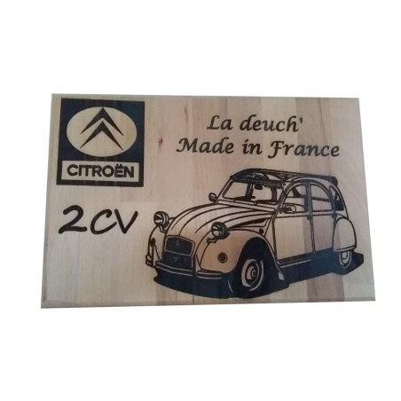 Gravure sur bois 2cv Citroën