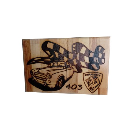 Gravure sur bois Peugeot 403