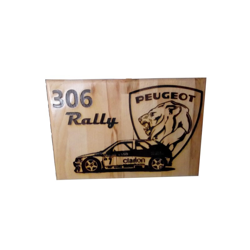 Gravure sur bois 306 Rally