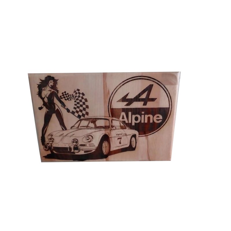 Gravure sur bois Renault Alpine