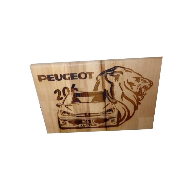 Gravure sur bois 206 Peugeot