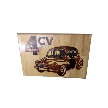 Gravure sur bois Renault 4 CV