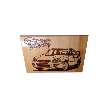 Gravure sur bois Subaru Racing