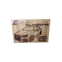 Gravure sur bois Audi quatro rs 3