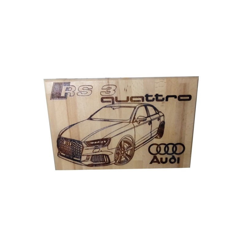 Gravure sur bois Audi quatro rs 3