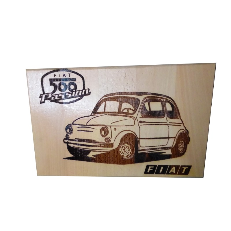 Gravure sur bois Fiat 500