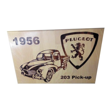 Gravure sur bois Peugeot 203 Pick up