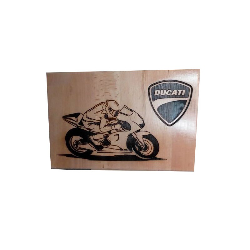 Gravure sur bois Moto Ducati